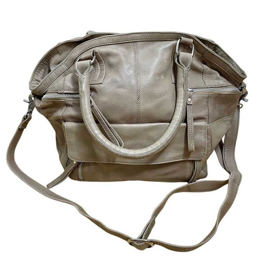 Day and Mood Hannah Bag Gray Beige‎ Taupe Satchel shoulder strap Hobo Leather
